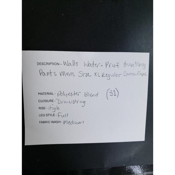 Walls Water-Proof Hunting Pants Mens XL Regular Camouflage With Drawstring - Picture 9 of 9